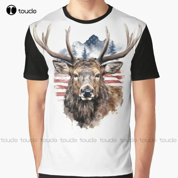 

"The Majestic Monarch Of The Forests: The Renaissance Of The American Reindeer" Graphic T-Shirt Digital Printing Tee Shirts