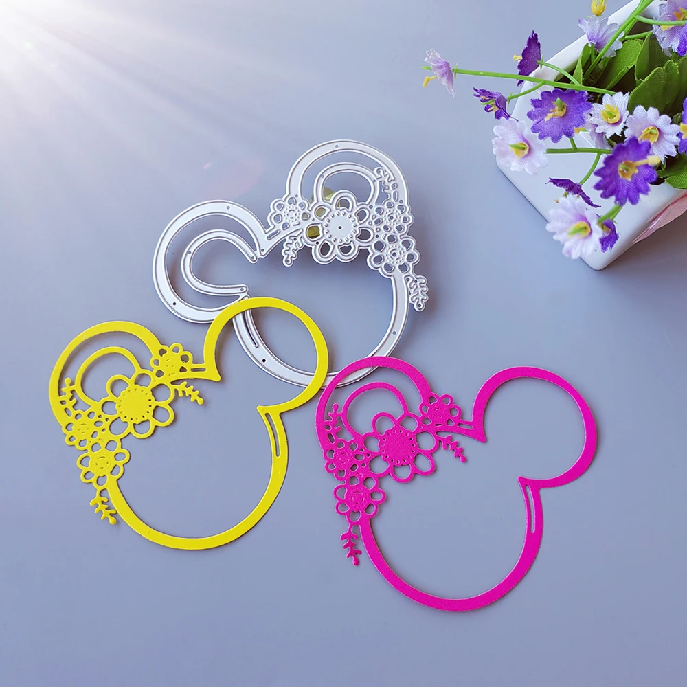 

Exquisite mouse head flower cutting dies scrapbook decoration embossed photo album decoration card making DIY crafts