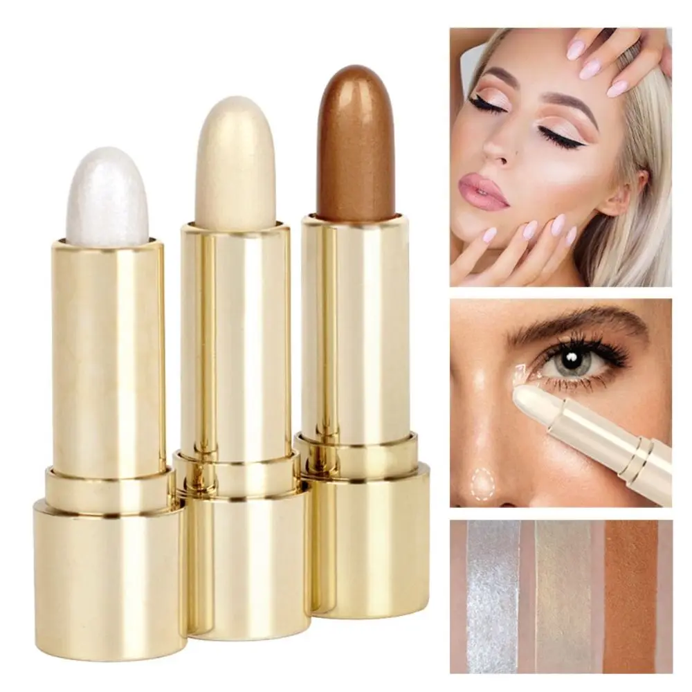 

Shades Pencil Concealer Cream 3D Highlight Glitter Contour Face Highlighter Stick Bronzer Shimmer Pen Face Brighten Highlighter