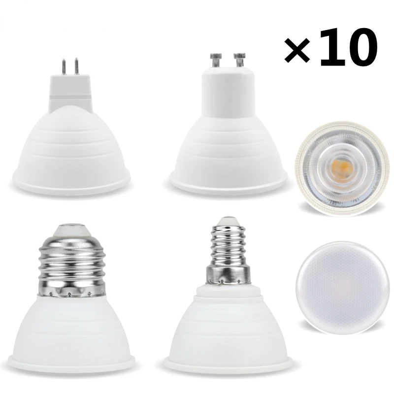 

10pcs/lot GU10 MR16 E14 E27 Spotlight 6W 220V Led Bulb 24/120 Degree for Home Energy Saving Indoor Light Bulb for Table Lamp