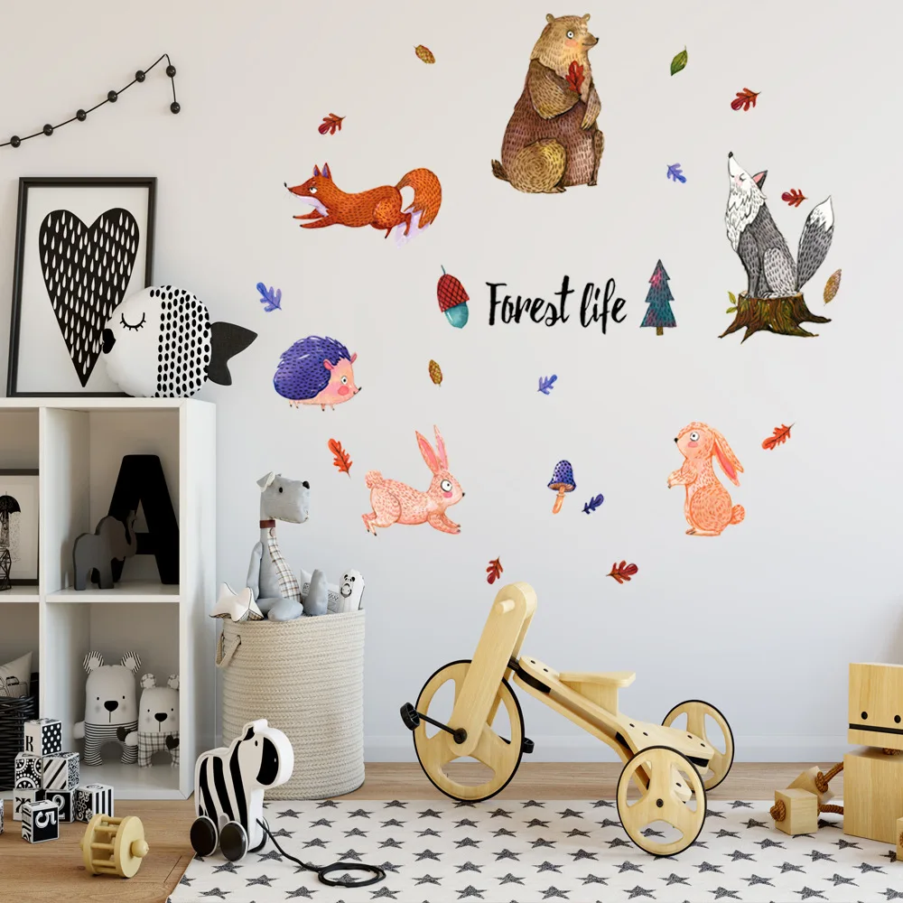 

Forest Animal Art Wall Decoration Children's Room Kindergarten Living Room Bedroom Background Home Decor Wallpaper Self-Adhesive