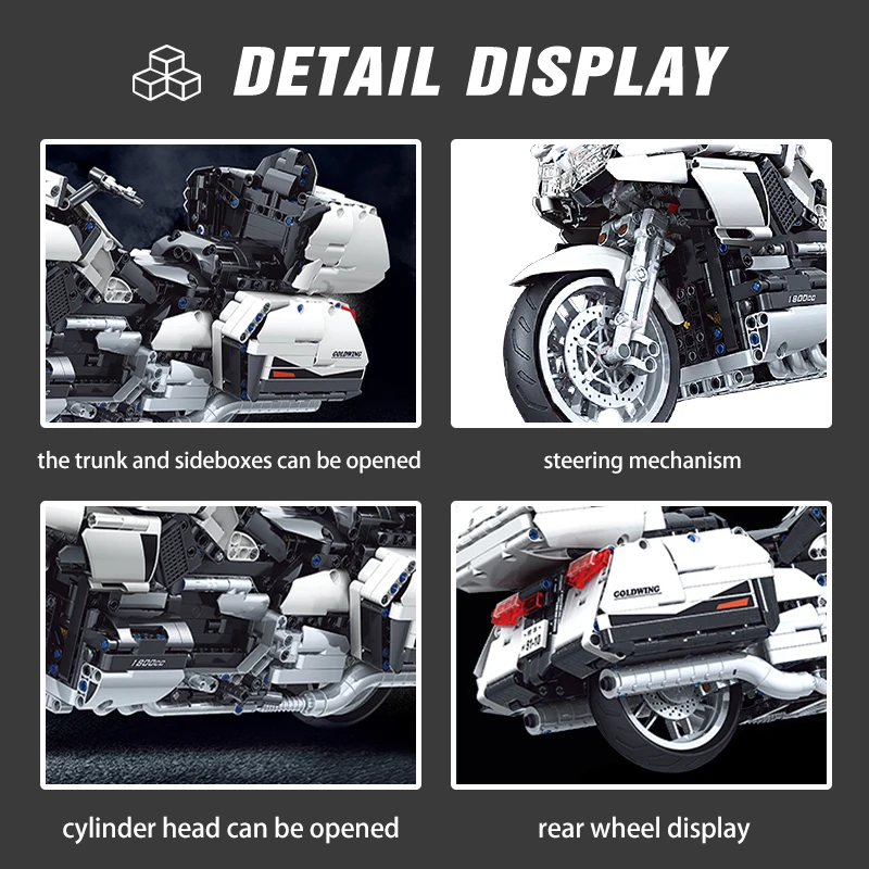 Pаспродажа Gold Wing Touring Мотоцикл техническая модель строительные блоки MOC гоночный автомобиль мотоцикл Наборы кубиков игрушки для детей Подарки 8110 Цена Gold Wing Touring Мотоцикл техническая модель строительные блоки MOC гоночный автомобиль мотоцикл Наборы кубиков игрушки для детей Подарки 8110