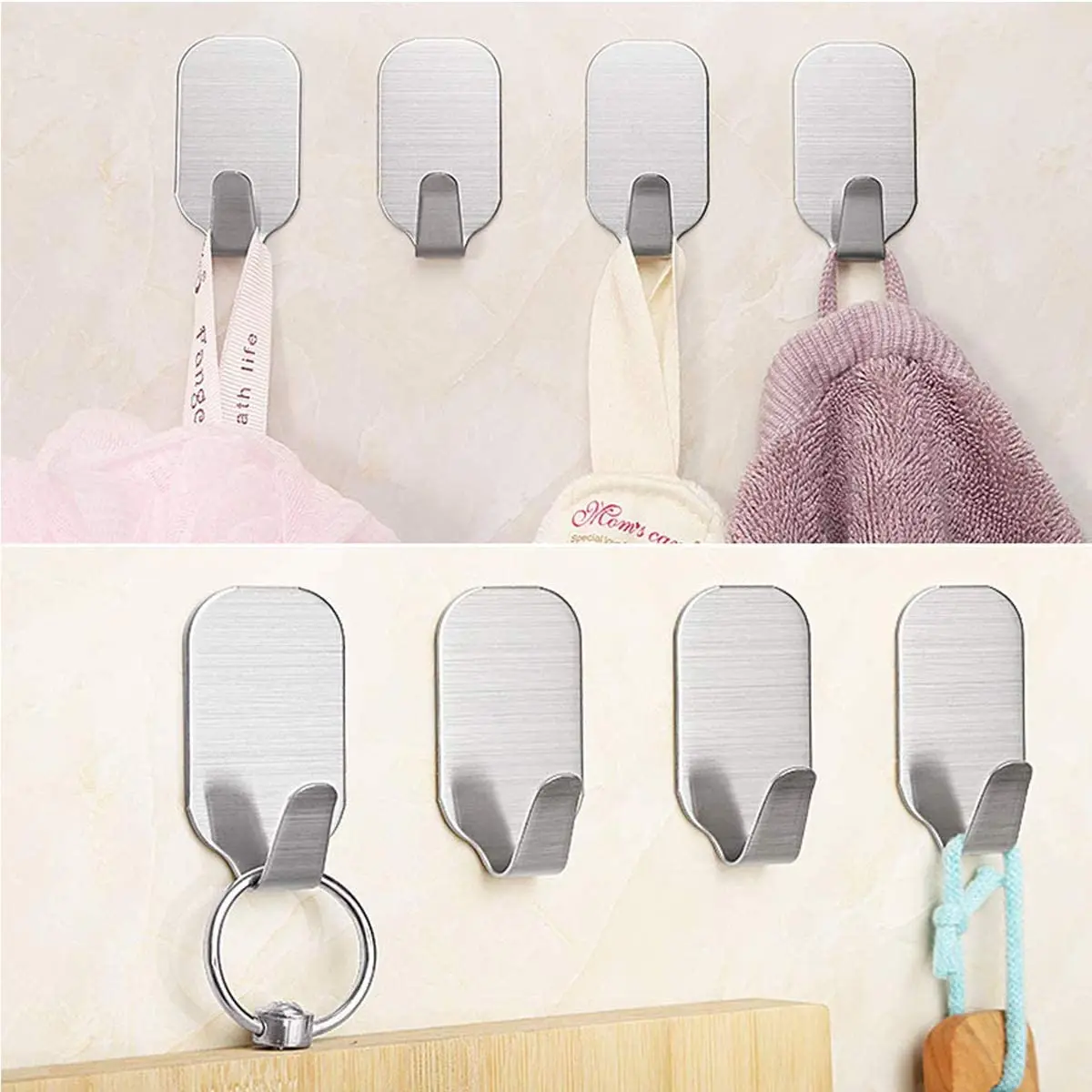 

Hooks Hanging Kitchen Towel Keys Hats Utensils Adhesive-Wall-Hooks-for-Hanging Closet storage children hangers 10 Packs