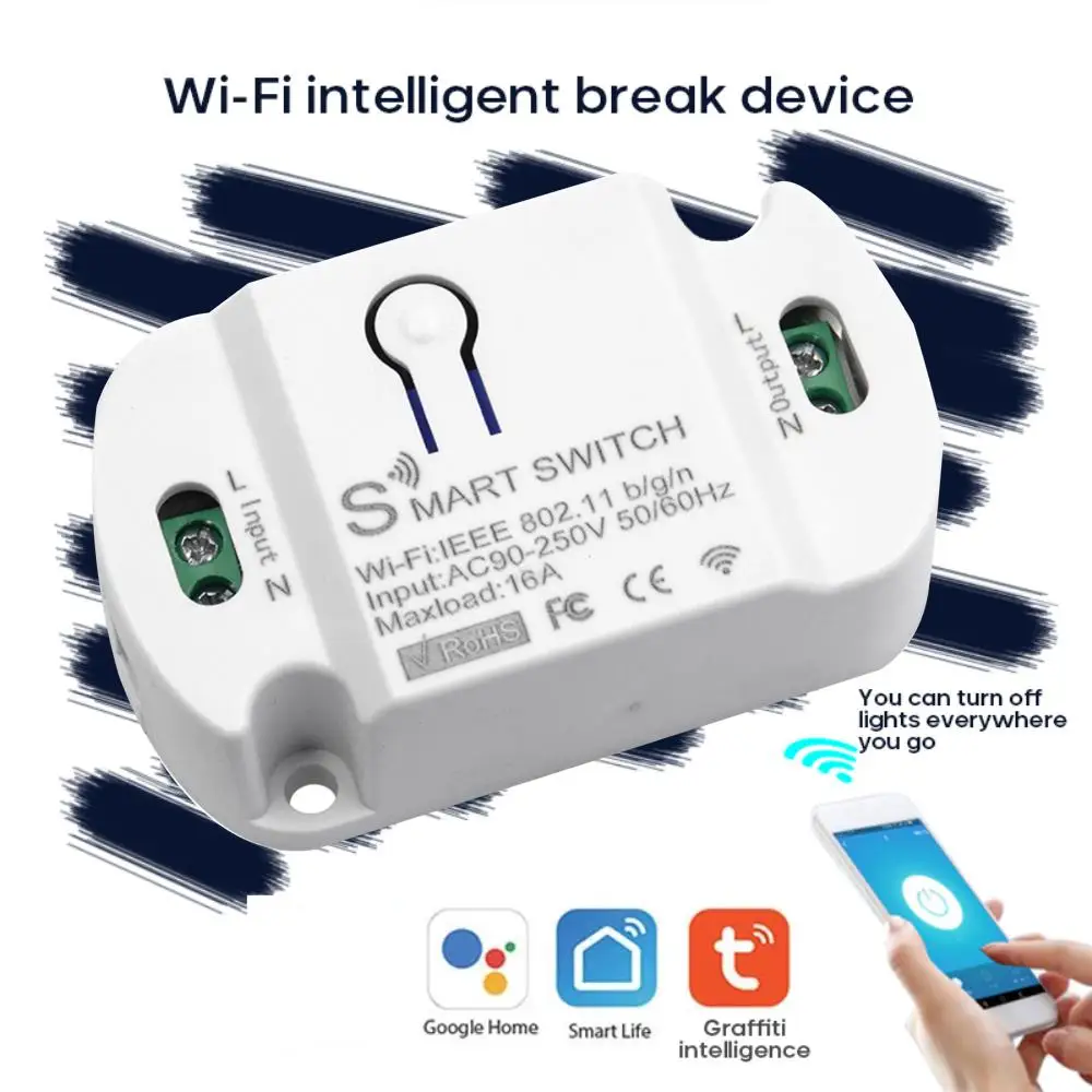 

AUBESS Wi-Fi Smart Switch 16A Light Smart Home Tyta Smart Life Wireless Remote Control Switch Work With Alexa Google Home