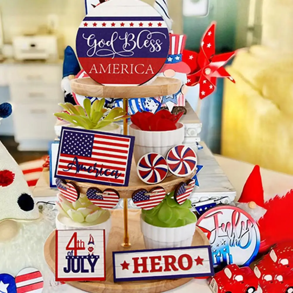 

Великолепная деревянная тарелка, легкий многоярусный поднос, украшение, Привлекательная деревянная тарелка, День Независимости, декоратив...