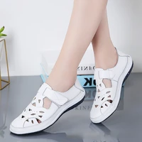womens sandals 2022 new summer genuine leather handmade ladies shoe leather sandals women flats beach shoes retro mother shoes
