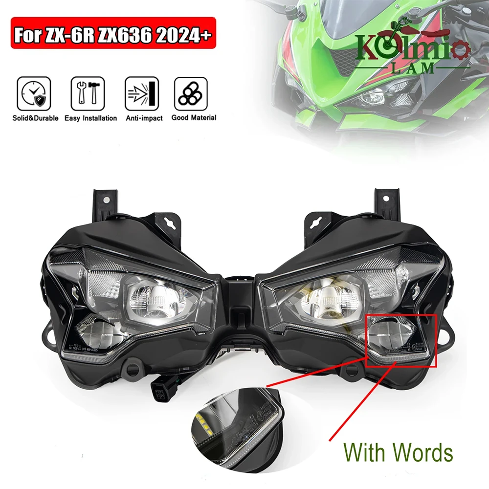 

Фара для мотоцикла Kawasaki ZX-6R ZX6R 2024-2026, передняя фара в сборе, NINJA636 ZX 6R ZX636 2025, светодиодная фара