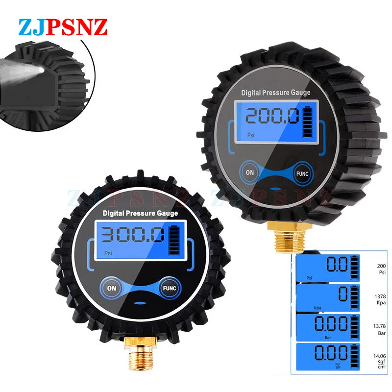 

High Accuracy Digital Tyre Tire Air Pressure Gauge 0-300PSI LCD Manometer Pressure Gauge With LED Light For Car Truck Motorcycle