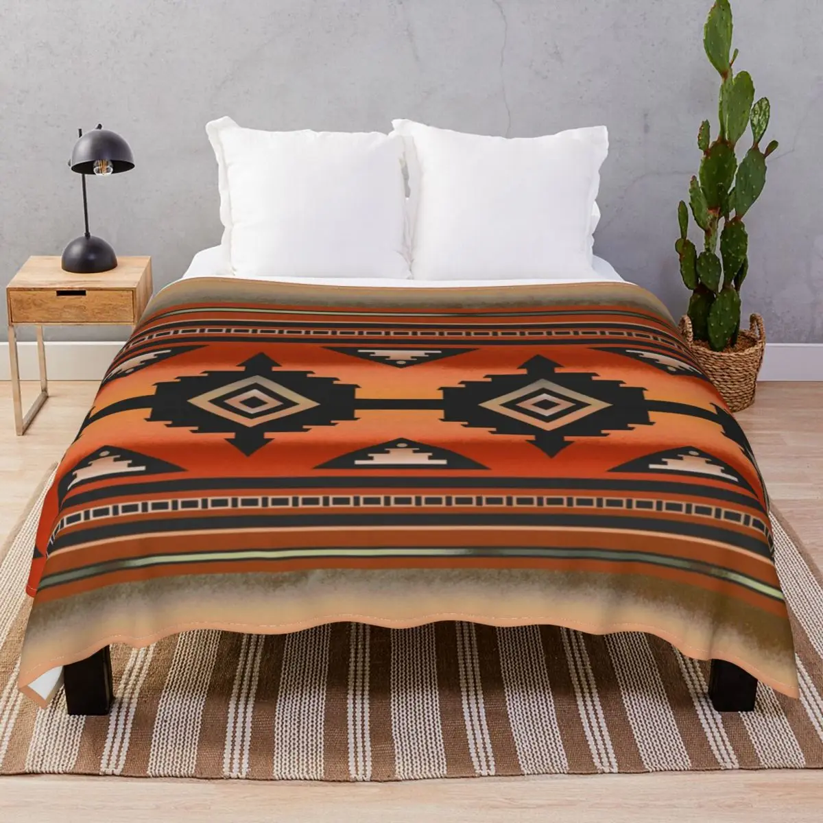 Canyon Navajo Rust Blanket Fleece Winter Multifunction Throw Blankets for Bed Home Couch Camp Cinema