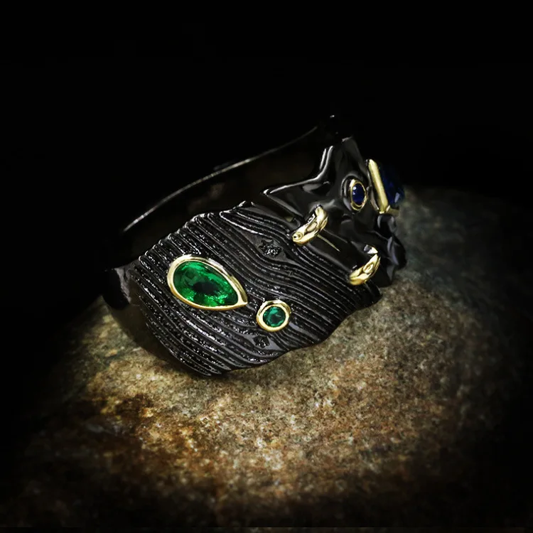 Креативное Черное золото ювелирное изделие из трех частей для женщин рельефное