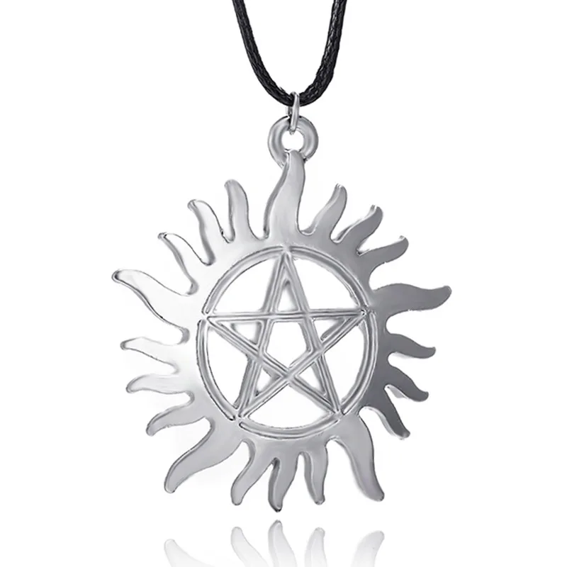 

Fierce Ghost Evil Spirit Supernatural Dean Sun Flower Pentagram Combination Necklace Retro Pendant Necklace for Men's Jewelry