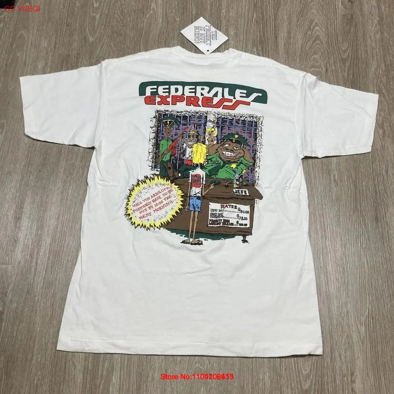 Фото Футболка Senor Lopez L 90s 00s Y2k NEW Federales Express Cop Parody Забавный юмор винтажный стираный удобный растянутый homme №1