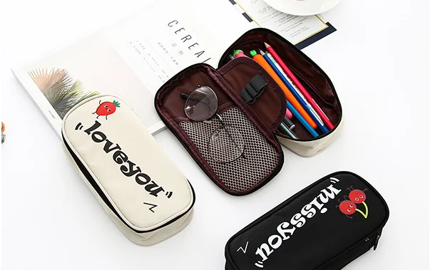 Симпатичный холщовый пенал с фруктами чехол для карандашей органайзер на молнии