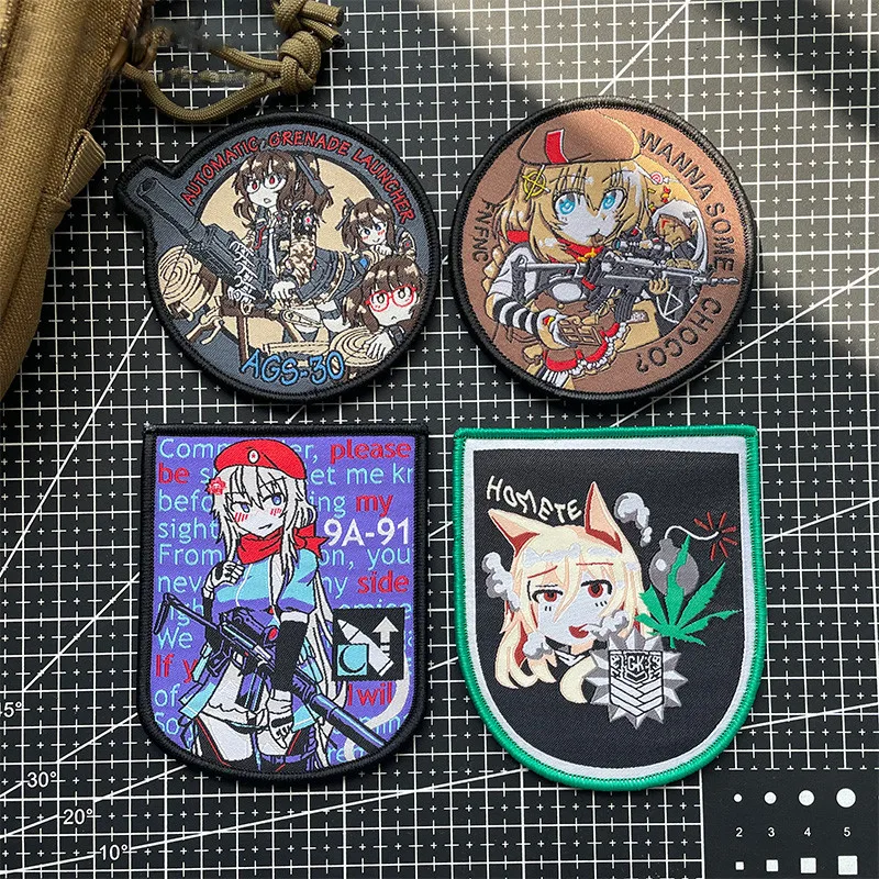 

ACG Girls Frontline Patches for Clothing Embroidery Anime Patch Cute Girl Tactical Badge on Backpack Hook Loop Military Armband