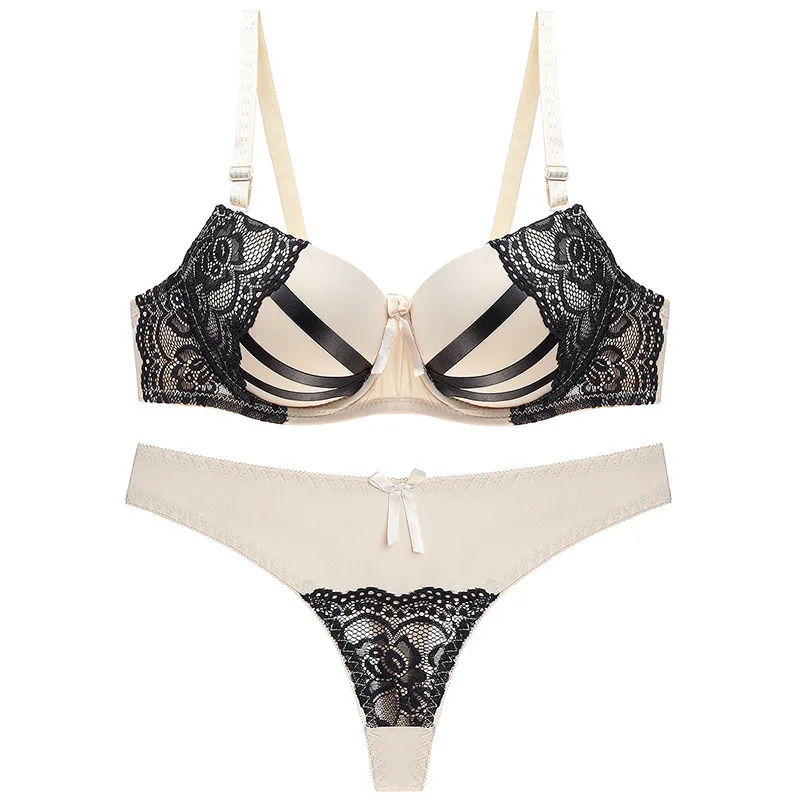 

Linbaiway Women Sexy Lace Underwear Bra Set Thongs Bralette Lingerie Push up Bra and G-string Female Panties Brassiere