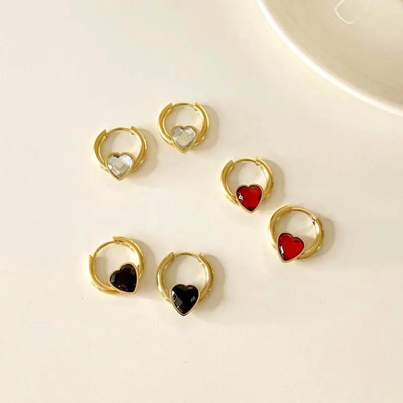 

KouCh Heart Rhinestone Stone Stud Hoop Earrings Circle Drop Earrings Wholesale Earrings 5pcs/lots Circle Round Woman's Earrings