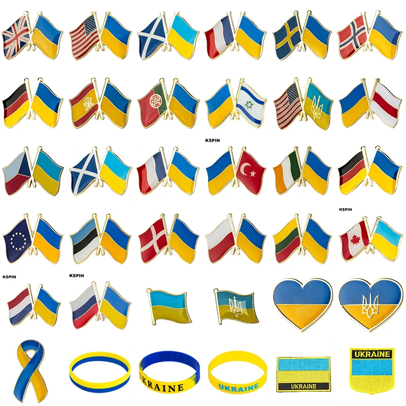 

Ukraine Flag Lapel Pin Badges For Clothes In Patches Rozety Papierowe Icon Backpack KS-0187