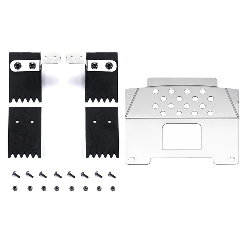 

2 Set RC Car Part: 1 Set Rubber Front And Rear Fenders Mud Flaps & 1 Pcs Metal Chassis Armor Axle Protector Plate