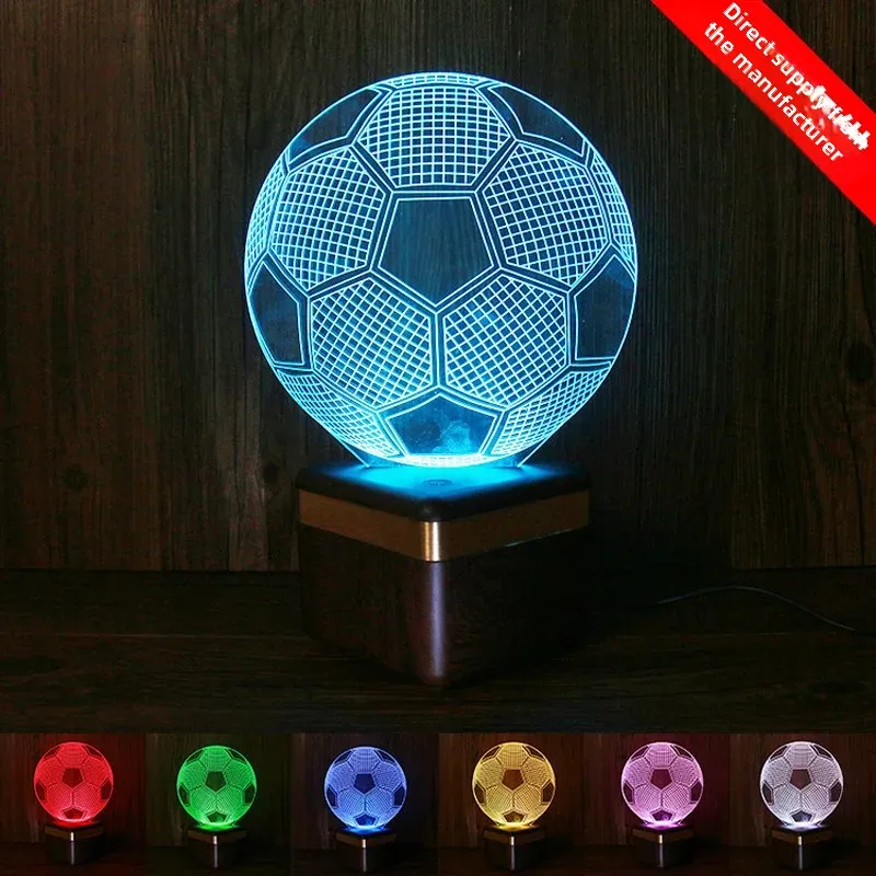 Трансграничный красочный 3D ночник Bluetooth App Control Football RGB Light Креативный подарок