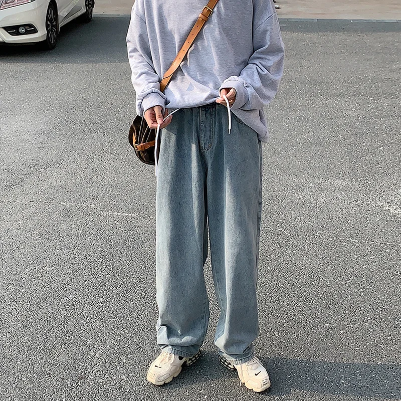 Blue Black Baggy Jeans Men Fashion Oversized Casual Wide Leg Jeans Mens Streetwear Hip Hop Loose Straight Denim Trousers Men