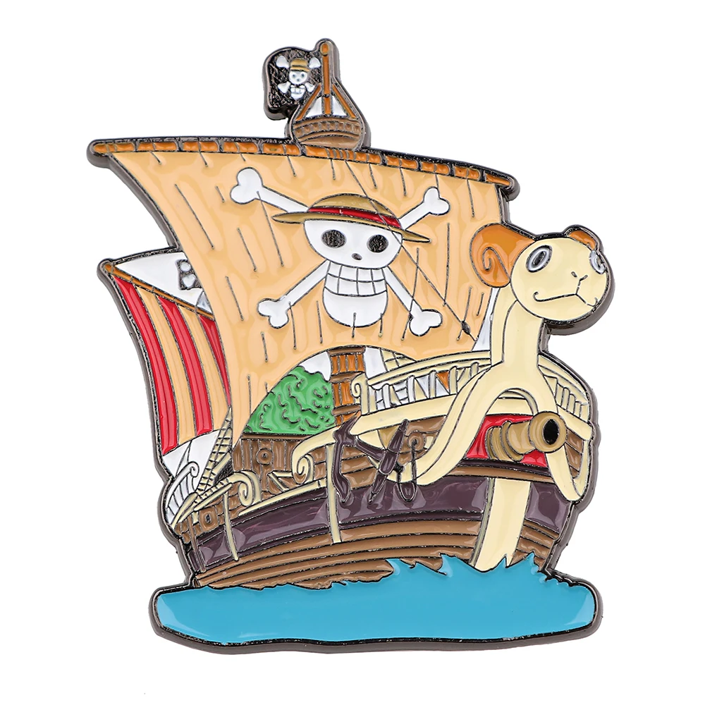 

YQ639 Cool Stuff Anime Skull Pirate Ship Enamel Pin Brooch Cartoon Badge for Bags Tops Hoodies Icons Collection Jewelry Gift