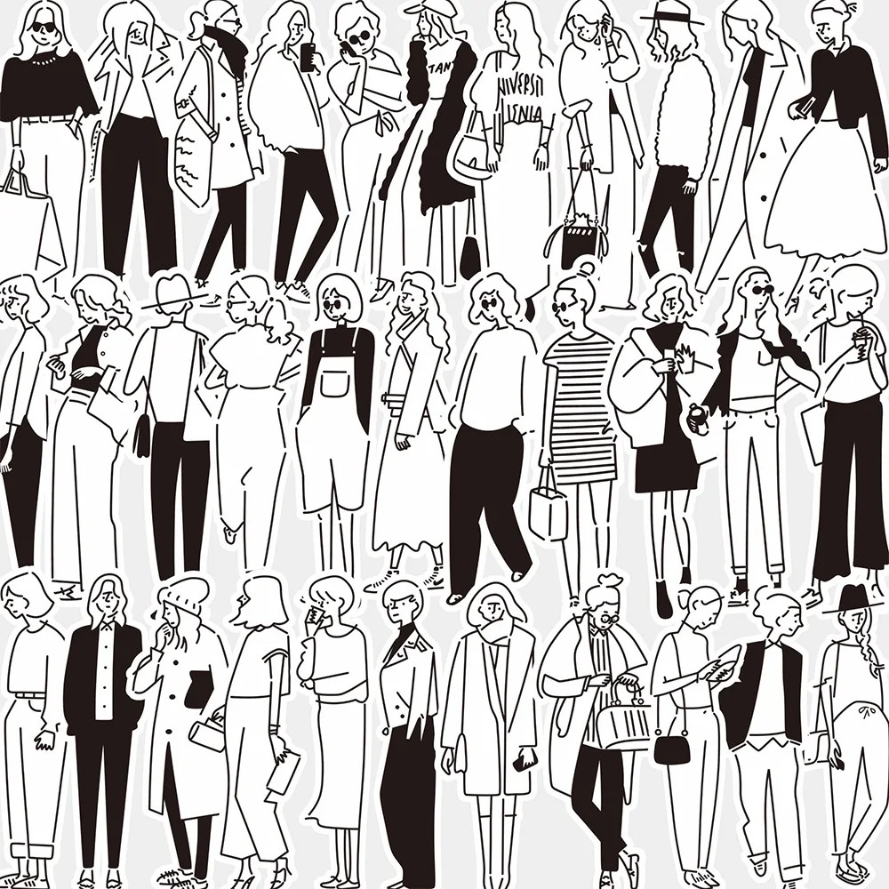 10/30/63 шт. черно-белая модная ручная роспись наклейка для девочек эстетическая