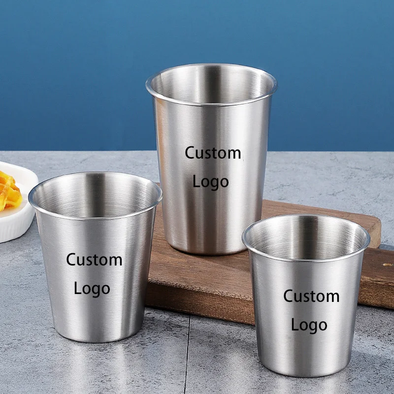 

Custom Logo Stainless Steel Cup 304 Rolled 300ML Edge Beer Coffee Cup Handy Water Cup Single-layer Cold Drink Cup Freeshipping