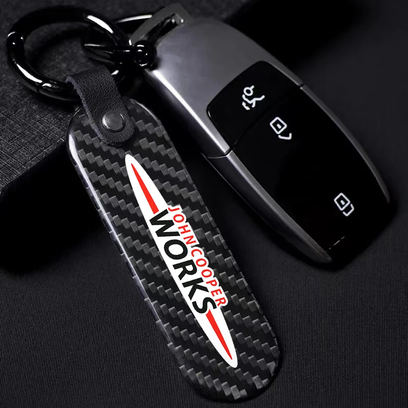 Автомобильный брелок из углеродного волокна металлический для ключей Mini Works CooperS