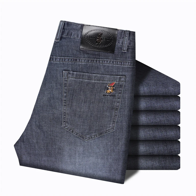 Men New in Casual Fashion Short Jeans Business Elegant Denim Trousers Stretch Elastic Pants Pony Vintage Designer Brand Clothes