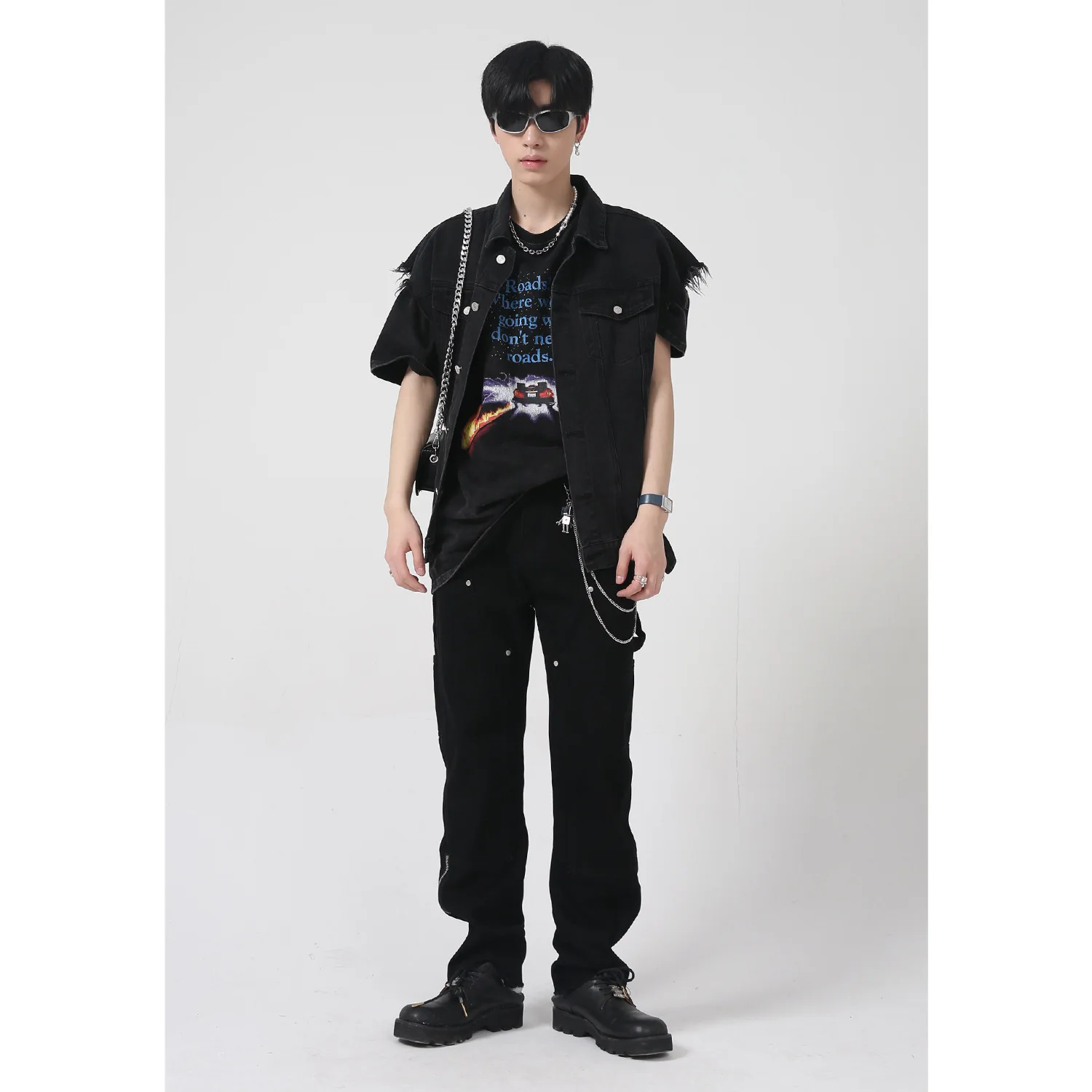 Four Seasons Trousers Korean Version Loose Straight Ins Tide Brand Zipper Design Jeans Men Streetwear Ins Hot Sale Men Clothing