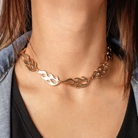 european and american jewelry punk exaggerated metal wind necklace hip hop personality single layer flame chain necklace female