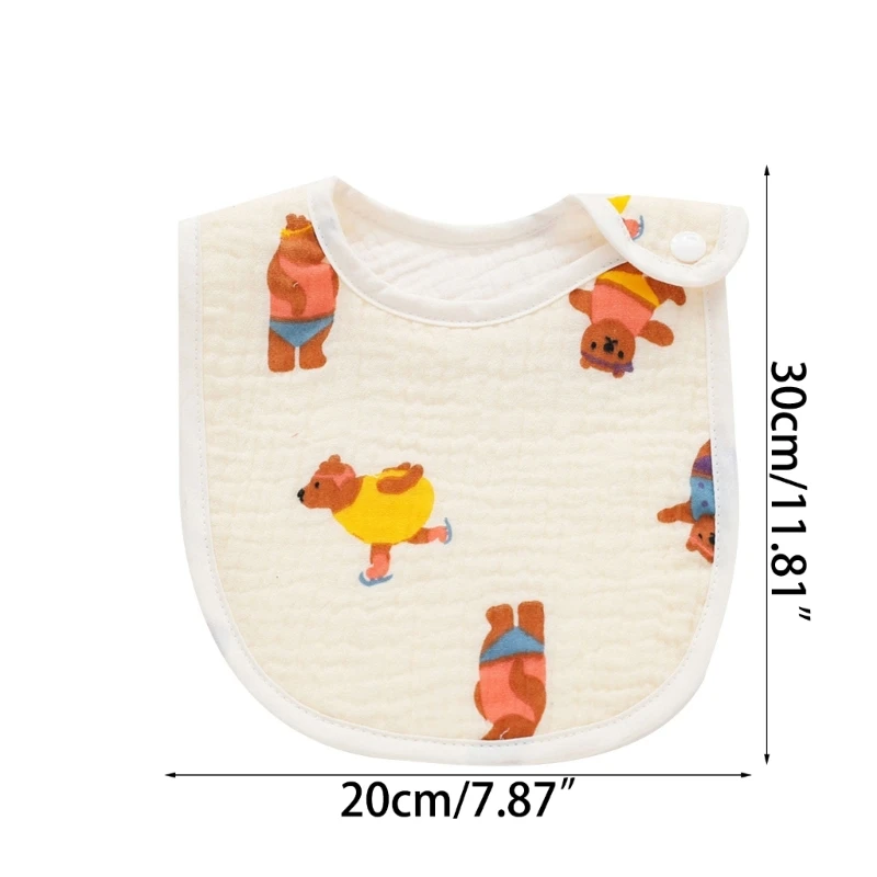Burp Cloth Bib Baby Cotton Bib with Floral Printing Comfort 2-Step Snap Button Skin Friendly Nursing Bib Feeding Supply images - 6