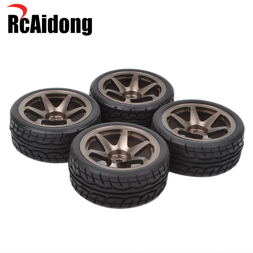 RcAidong 1/10 Drift Car Tires Aluminum Wheels Hubs Rims for Redcat HPI HSP Tamiya TT01 TT02 On Road Racing Tyre Upgrade