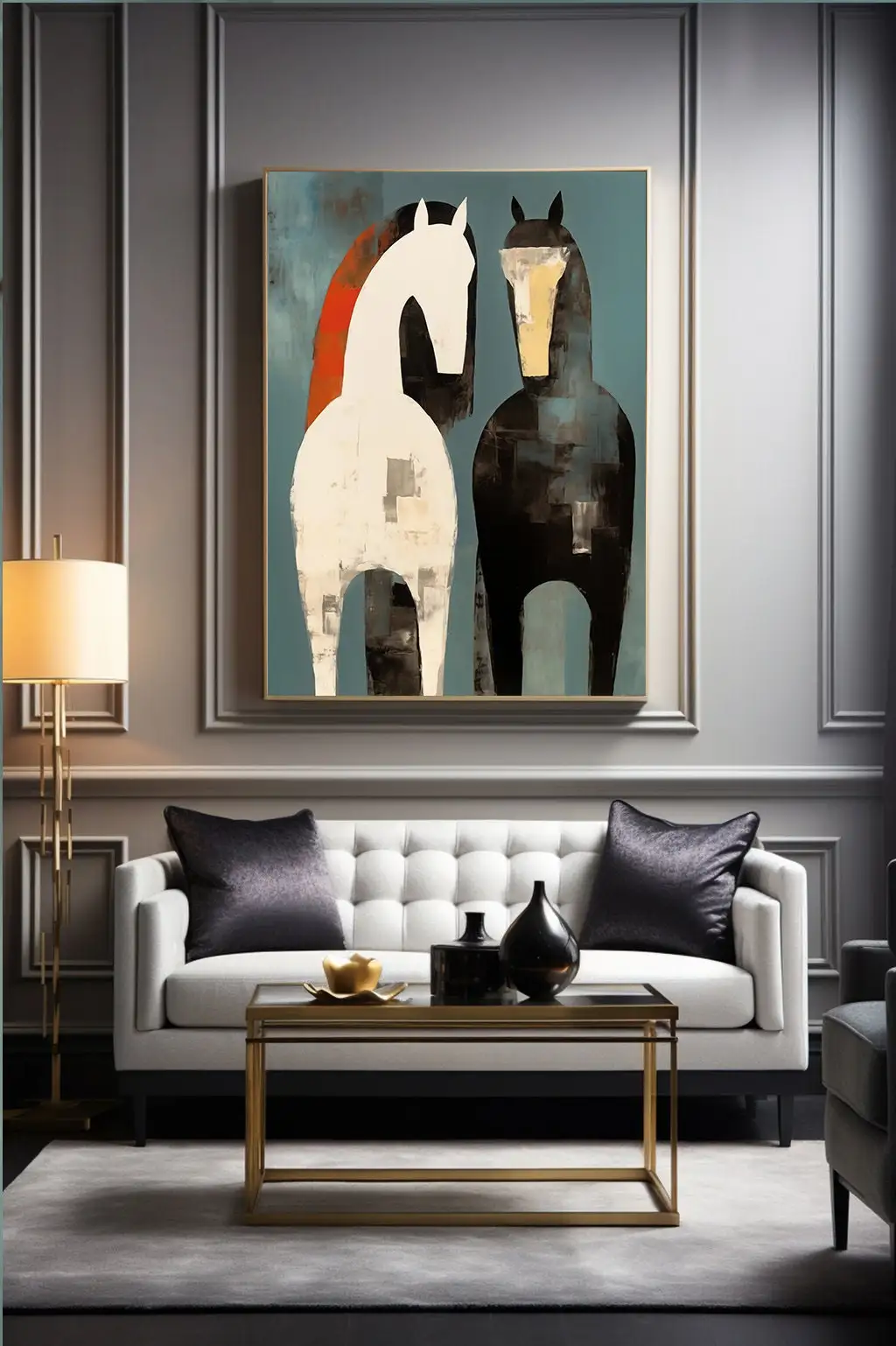 

Новые абстрактные большие размеры, 100% ручная роспись, лошадь, минималистский многоцветный животное, картина маслом на холсте для современного декора гостиной