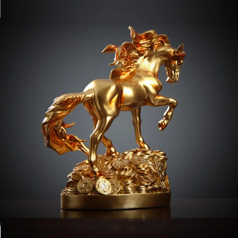 Скандинавская золотая статуя на удачу с лошадью скульптура животными статуи из