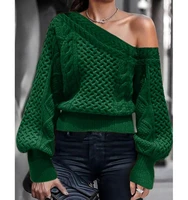 one neck knit off shoulder long lantern sleeve loose soft pullover long sleeve sweater 2021 new autumn spring sweater womens