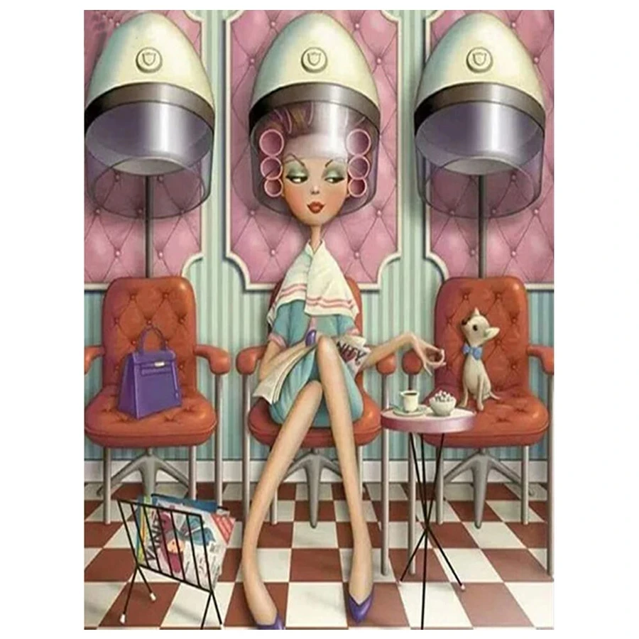 

Алмазная 5D картина «сделай сам» полностью квадратная вышивка крестиком полная вышивка Парикмахерская леди Стразы картина иконы AA136