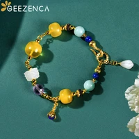 geezenca natural amber amethyst jade lapis lazuli s925 silver beaded womens bracelets handmade luxury multi gemstone bracelet