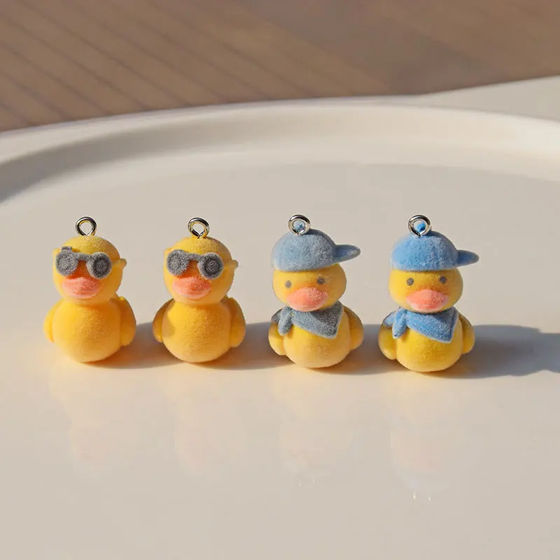 10Pcs/Lot Flocking Emulation Little Yellow Duck DIY Handiwork Small Pendants for Earrings Bags Phone Pendant Creative Gifts