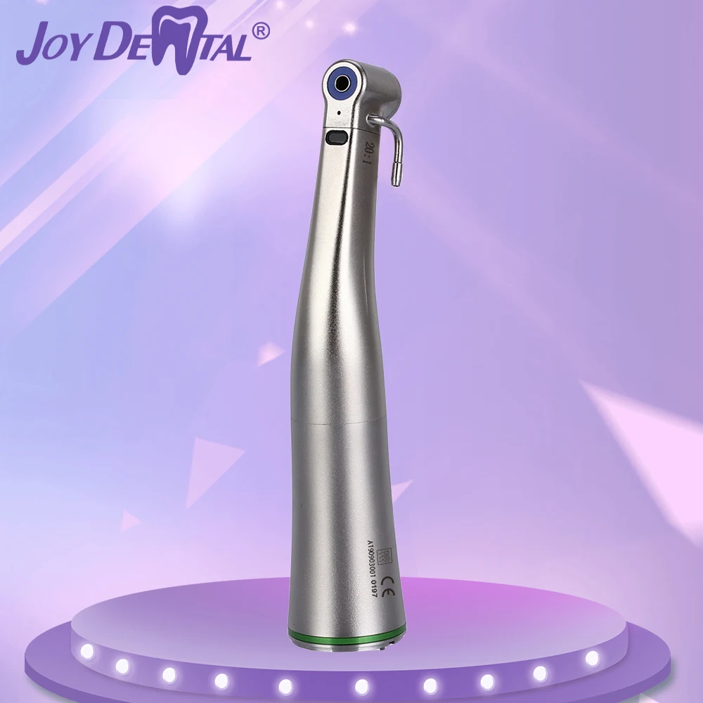 

JOY DENTAL 20:1 Dental Implant Fiber Optic Low Speed Contra Angle Handpiece LED Push Button Chuck Available for E-type Motors