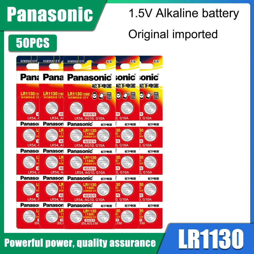 50 шт. Panasonic AG10 LR1130 1130 SR1130 389A LR54 L1131 1 55 в Кнопочная батарея mp3-плееры игрушки часы