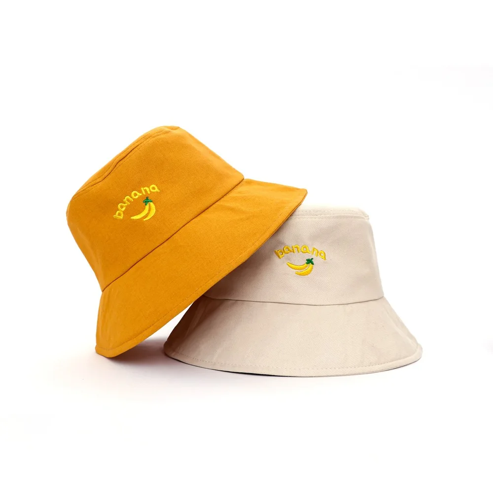 

Banana Bucket Hat For Women Men Embroidery Letter Summer Panama Hats Sun Protection Caps Fishing Travel Beach Fisherman Hat