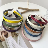 2022 new korea simple temperament solid color pu hairband for woman girl go out travel fashion leather headbands accessories