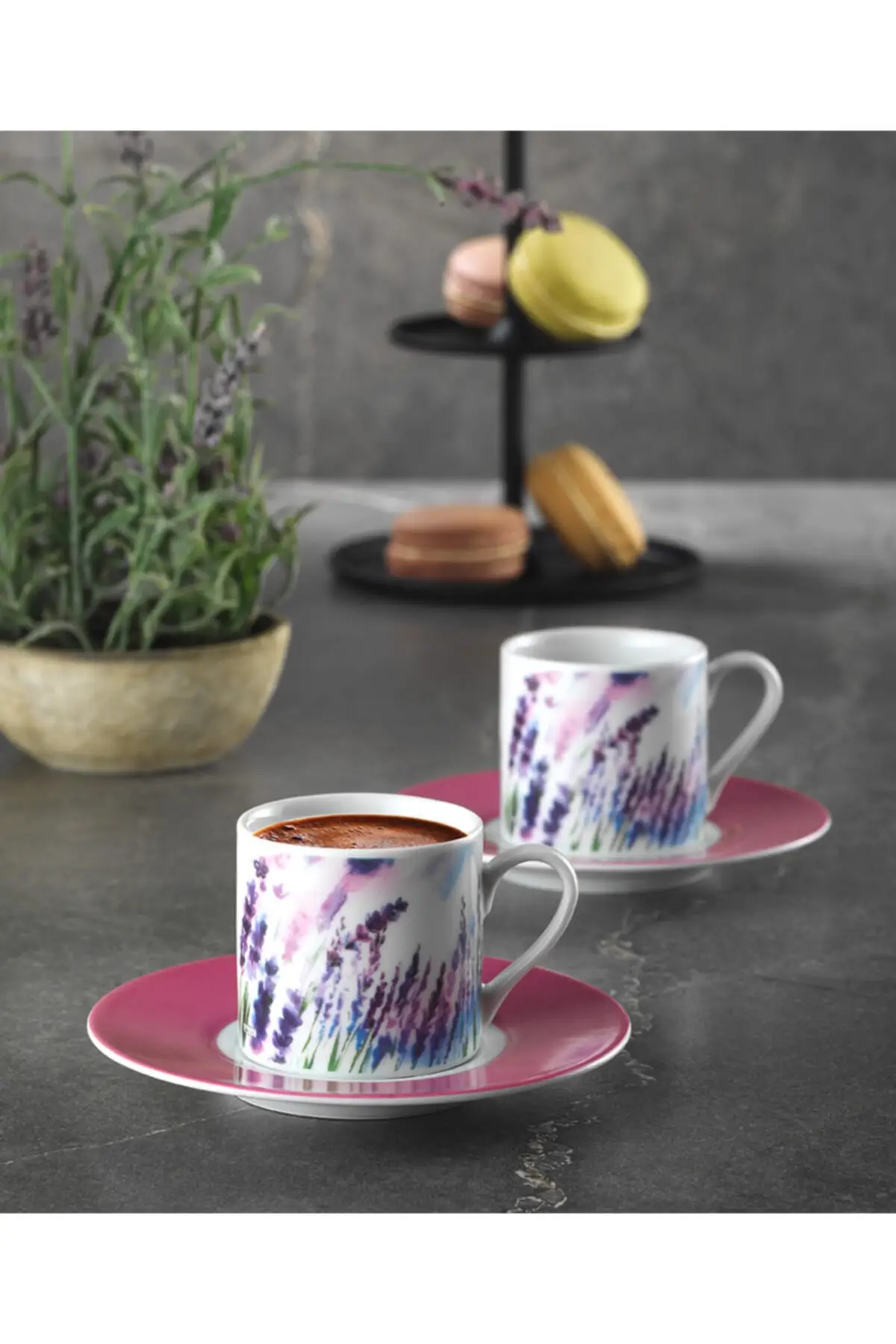 

Coffee cup 2'li Purple Lilac Color Lavender Pattern