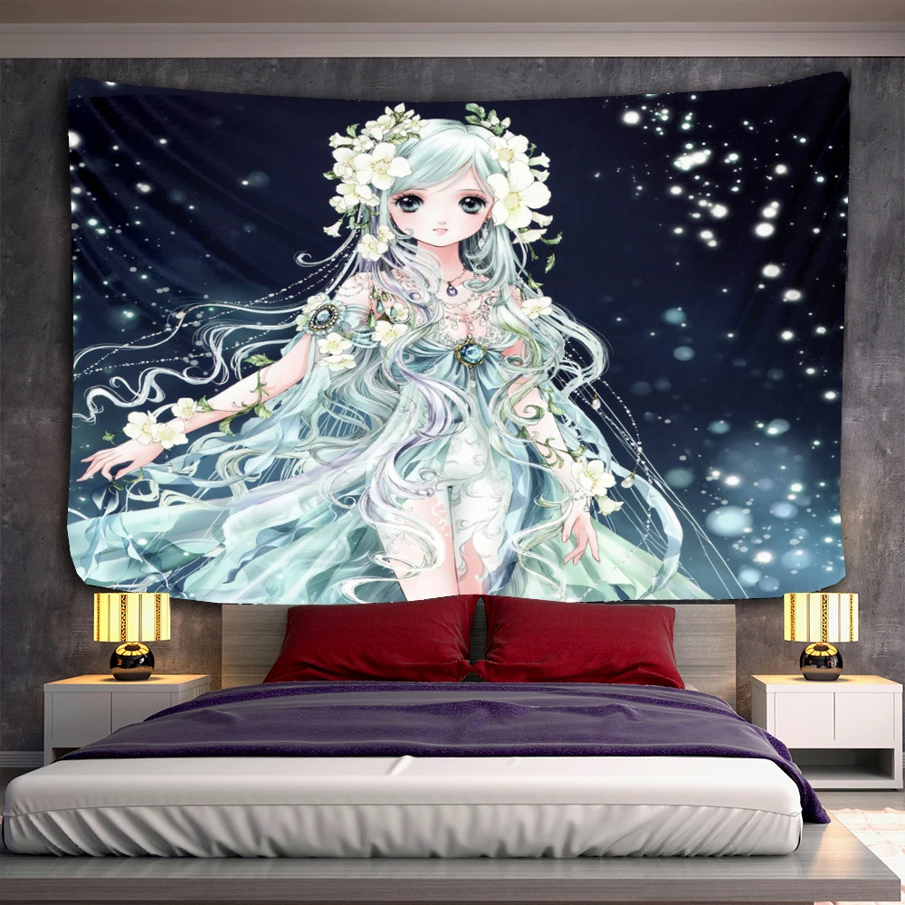 

Симпатичная красивая настенная живопись, гобелен, аниме девушка-комиксы, настенный подвесной фон, украшение на стену в стиле хиппи, настенный пляжный коврик