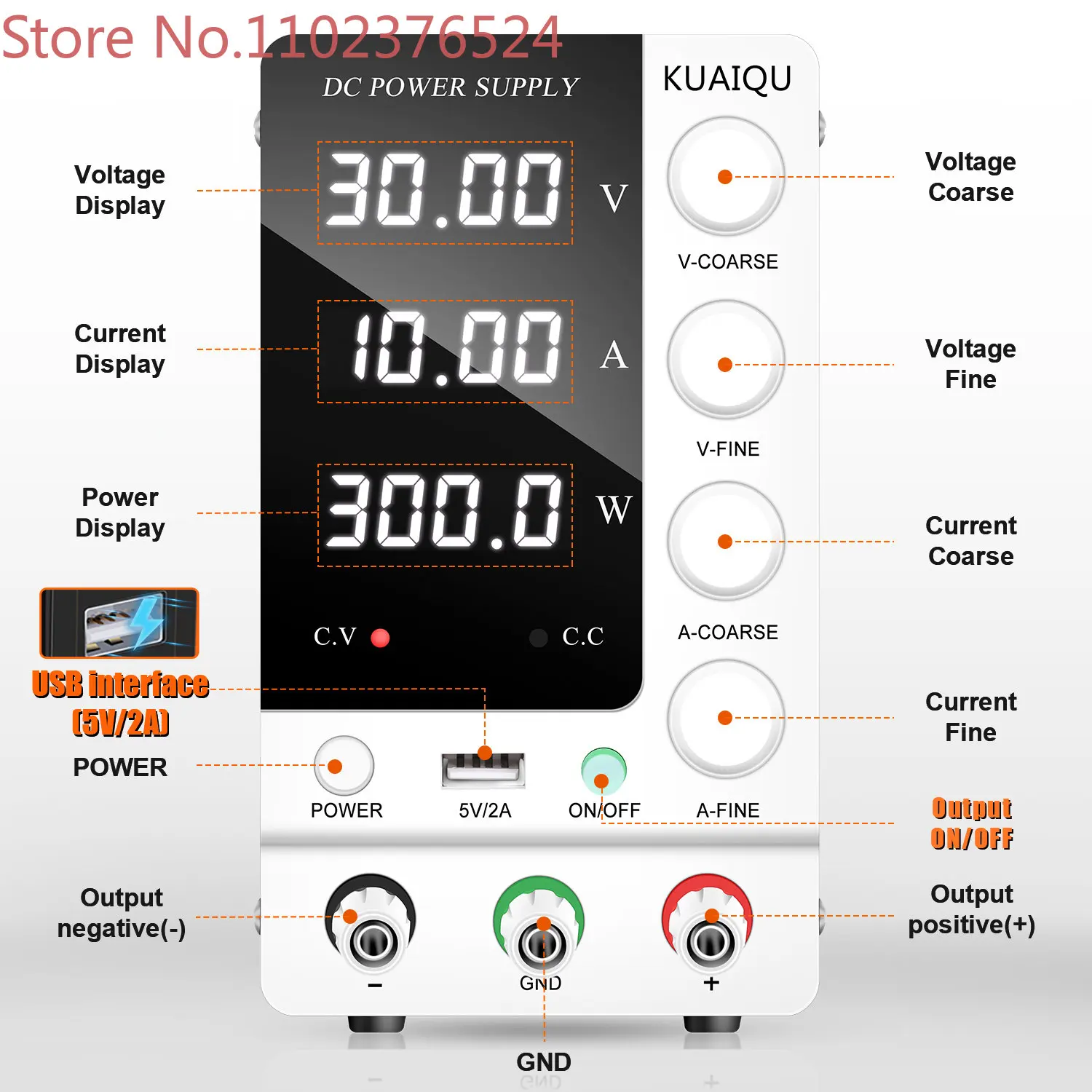

New Arrival Kuaiqu SPS-C3010 30V 10A Adjustable High Power Switching Dc Power Supply