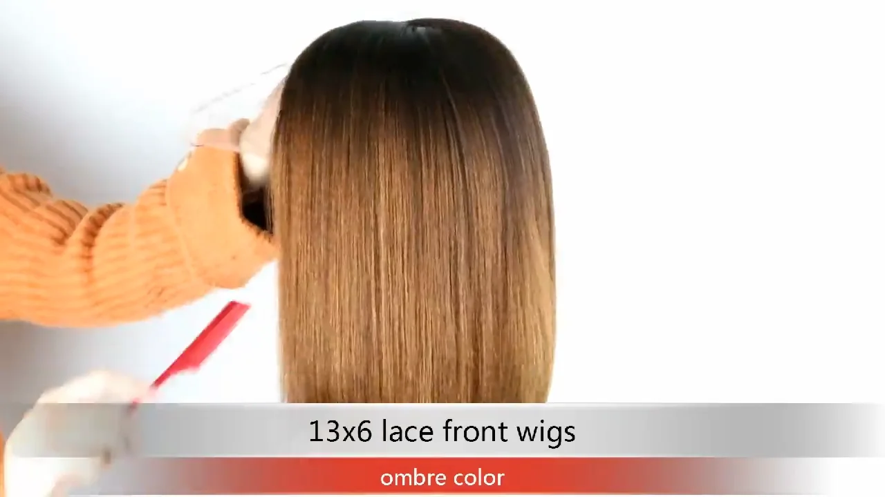 

Хайлайтер Омбре кружева передние короткие боб парики человеческие волосы для черных женщин, 130% плотность, волосы Remy коричневые светлые пря...