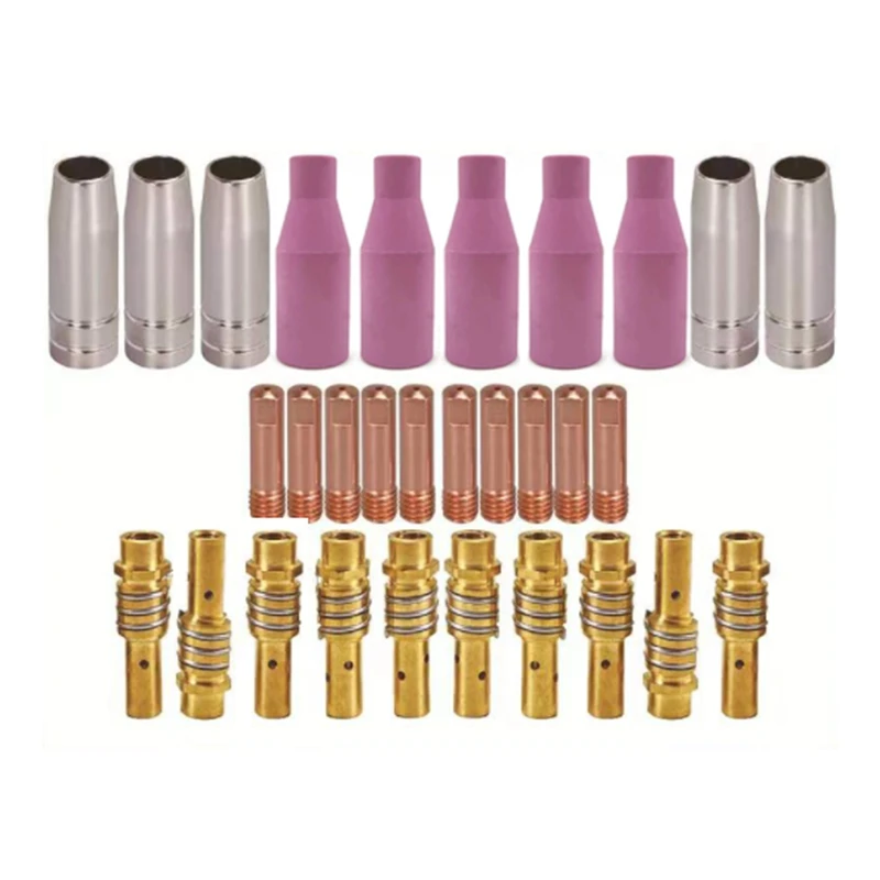 

30Pcs 15AK For Binzel Torch/Gun Consumables Electrode Link Rod Tips Goose Neck Bend For MIG Welding Machine 0.8Mm