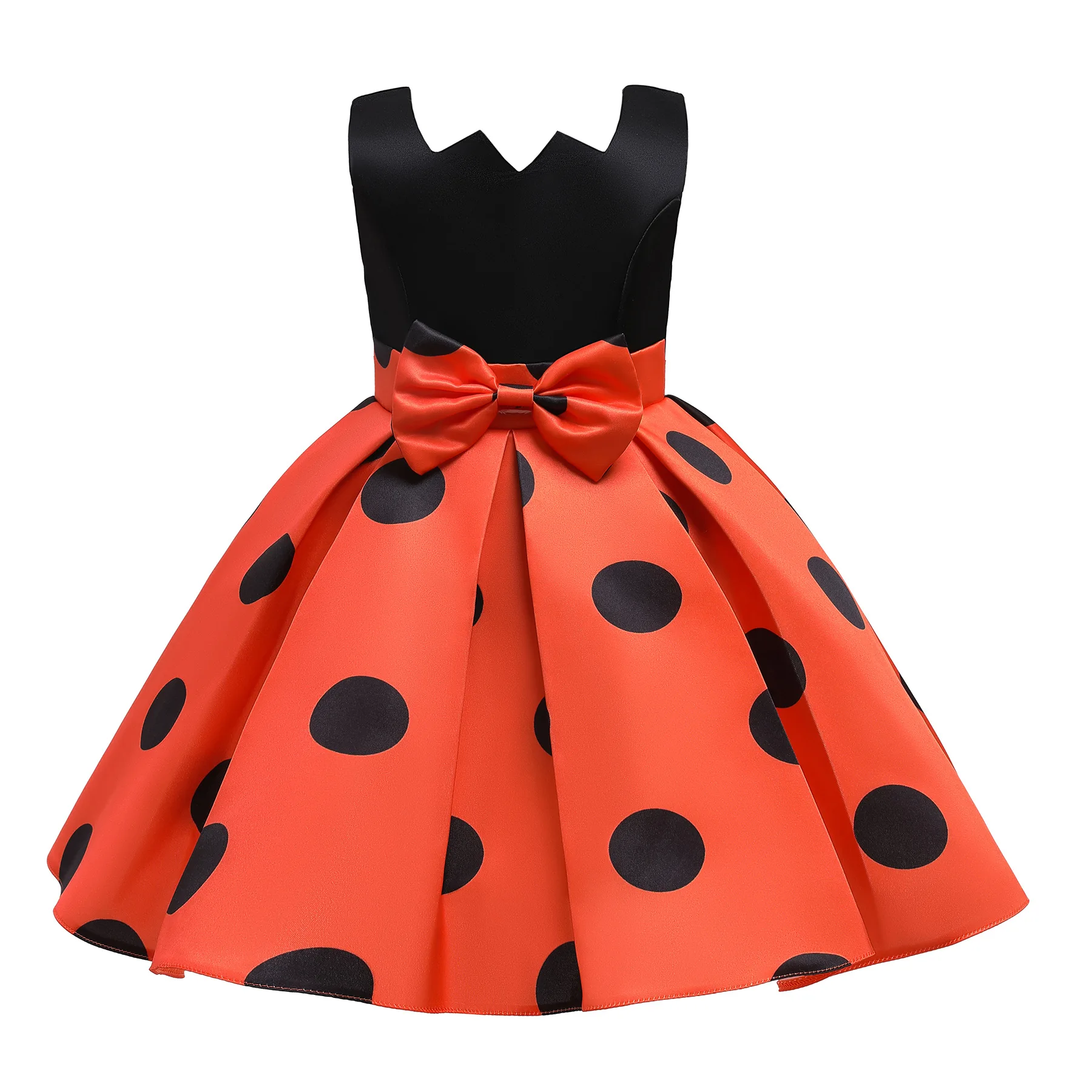 

Red Orange Baby Kids Dresses Girls Fancy Polka Dot Carnival Costumes Girls Cosplay Clothes Party Evening Occasions Halloween