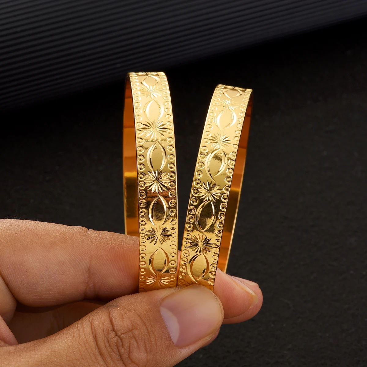 Фото 【Четыре стиля】65 мм/70 мм Дубайские свадебные браслеты для женщин, эфиопские ювелирные украшения, браслеты, подарки на день рождения для женщин # 085 №5